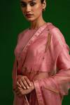 Buy_Nishar Ahmed_Pink Pure Habutai Silk Solid Closed Round Insha Plain Blouse _Online_at_Aza_Fashions