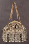 Lovetobag_Gold Luminous Japanese Micro Bead Pashmina Embellished Clutch _Online_at_Aza_Fashions