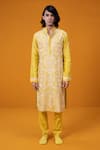 Buy_Wabi Sabi By Anshum-Ritesh_Yellow Chanderi Embroidery Passion Paisley Kurta Set _at_Aza_Fashions