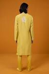 Shop_Wabi Sabi By Anshum-Ritesh_Yellow Chanderi Embroidery Passion Paisley Kurta Set _at_Aza_Fashions