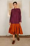 Buy_Ayaka_Purple Color Block Tiered Dress_at_Aza_Fashions