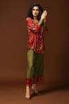Capisvirleo_Red Habutai Silk Sequin, Thread And Bead, Tie & Dye Band Tunic & Pant Set _Online_at_Aza_Fashions