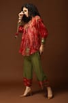 Buy_Capisvirleo_Red Habutai Silk Sequin, Thread And Bead, Tie & Dye Band Tunic & Pant Set _Online_at_Aza_Fashions