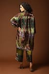 Shop_Capisvirleo_Brown Habutai Silk Tie And Dye Collared Neck Tunic & Pant Set _at_Aza_Fashions