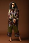 Buy_Capisvirleo_Brown Habutai Silk Tie And Dye Collared Neck Tunic & Pant Set _Online_at_Aza_Fashions