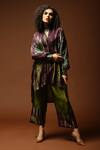 Capisvirleo_Maroon Habutai Silk Tie And Dye Collared Neck Tunic & Pant Set _Online_at_Aza_Fashions