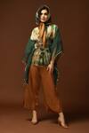 Buy_Capisvirleo_Green Habutai Silk Sequin, Thread And Bead, Tie & Dye V & Poncho Style Top Set _Online_at_Aza_Fashions