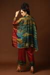 Shop_Capisvirleo_Maroon Habutai Silk Sequin, Thread And Bead, Tie & Dye Kaftan Tunic & Pant Set _at_Aza_Fashions