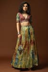Capisvirleo_Blue Habutai Silk Lining Cotton Shantoon Sequin, Thread And Bead, & Lehenga Set _Online_at_Aza_Fashions