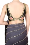 Shop_Papa Don't Preach_Black Tulle Embroidered Sequin V Neck Pre-stitched Saree With Blouse _at_Aza_Fashions