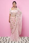 Buy_Papa Don't Preach_Pink Tulle Embellished 3d Square Neck Pre-stitched Saree With Blouse _at_Aza_Fashions