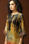 Capisvirleo_Black Habutai Silk Sequin, Thread And Bead, Tie & Dye Round & Tunic Palazzo Set _at_Aza_Fashions