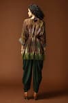 Shop_Capisvirleo_Green Habutai Silk Print And Embroidery Tie & & Tunic Dhoti Pant Set  _at_Aza_Fashions