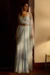 Buy_Parshya_Blue Embroidered Asymmetric Neck Draped Skirt Corset Set _at_Aza_Fashions