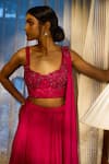 Parshya_Fuchsia Embellished Sweetheart Neck Pleated Lehenga Corset Set _Online_at_Aza_Fashions