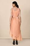 Shop_Naintara Bajaj_Peach Bamber Silk Draped Dress And Jacket_at_Aza_Fashions