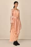 Naintara Bajaj_Peach Bamber Silk Draped Dress And Jacket_Online_at_Aza_Fashions