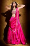 Buy_PUNIT BALANA_Pink Silk Embroidered Sweetheart Neck Bralette With Lehenga Set _at_Aza_Fashions