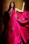 Punit Balana_Pink Silk Embroidered Bralette With Lehenga Set_Online_at_Aza_Fashions