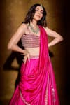 Buy_Punit Balana_Pink Silk Embroidered Bralette With Lehenga Set_Online_at_Aza_Fashions