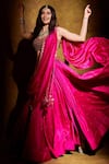 Shop_Punit Balana_Pink Silk Embroidered Bralette With Lehenga Set_Online_at_Aza_Fashions