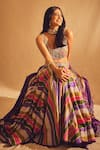 Punit Balana_Multi Color Chanderi Silk Stripe Print Lehenga Set_Online_at_Aza_Fashions