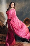 Punit Balana_Pink Satin Silk Striped Saree With Blouse_Online_at_Aza_Fashions