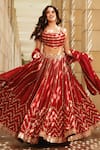 Buy_PUNIT BALANA_Maroon Silk Embroidered Gota Round Marodi Work Bridal Lehenga Set For Women_at_Aza_Fashions