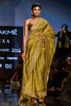 Shop_Punit Balana_Green Organza Silk Marodi Scoop Neck Saree With Blouse _at_Aza_Fashions