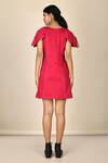 Shop_Naintara Bajaj_Pink Embroidered Stitchline Round Flared Sleeve Dress_at_Aza_Fashions