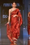 Buy_PUNIT BALANA_Maroon Organza Silk Embroidered Marodi Patchwork Saree With Blouse _at_Aza_Fashions