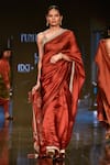 PUNIT BALANA_Maroon Organza Silk Embroidered Marodi Patchwork Saree With Blouse _Online_at_Aza_Fashions