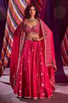 Buy Punit Balana Pink Banarasi And Organza Marodi & Zardozi V Neck Lehenga Set at Aza Fashions Buy_Punit Balana_Pink Banarasi And Organza Marodi & Zardozi V Neck Lehenga Set _at_Aza_Fashions