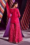 Shop_Punit Balana_Pink And Organza Gota & Marodi Scoop Embroidered Short Kurti Sharara Set _at_Aza_Fashions
