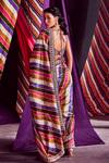 Shop_Punit Balana_Multi Color Organza Silk Stripe Print Saree With Blouse_at_Aza_Fashions