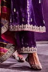 Buy_PUNIT BALANA_Purple Velvet And Organza Silk & Embroidery Stripe Band Kurta Pant Set _Online_at_Aza_Fashions