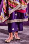 Buy_PUNIT BALANA_Purple Banarasi And Organza Print & Embroidery Stripe Kurta Pant Set _Online_at_Aza_Fashions