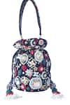 Buy_Adora by Ankita_Black Embroidered Velvet Polti Bag _at_Aza_Fashions