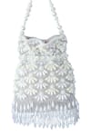 Shop_Adora By Ankita_Beige Embroidered Velvet Bead Tassel Potli Bag _at_Aza_Fashions
