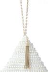Adora By Ankita_Beige Pearl And Bead Pyramid Wristlet Bag _Online_at_Aza_Fashions