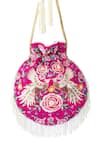 Buy_Adora By Ankita_Pink Embroidered Tassel Potli Bag _at_Aza_Fashions