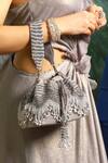 Buy_Adora by Ankita_Grey Crystals Bucket Bag _at_Aza_Fashions