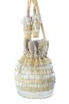 Buy_Adora by Ankita_Gold Embroidered Tassel Potli Bag _at_Aza_Fashions