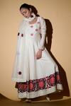 Buy_Taika By Poonam Bhagat_White Chanderi, Lycra Net U Neck Applique Anarkali Set _at_Aza_Fashions