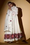 Buy_Taika By Poonam Bhagat_White Chanderi, Lycra Net U Neck Applique Anarkali Set _Online_at_Aza_Fashions