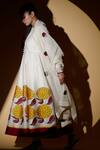 Shop_Taika By Poonam Bhagat_White Chanderi, Lycra Net Floral Motifs Round Applique Anarkali Set _Online_at_Aza_Fashions