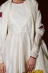 Taika By Poonam Bhagat_White Chanderi, Lycra Net Floral Motifs Round Applique Anarkali Set _at_Aza_Fashions