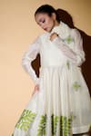 Shop_Taika By Poonam Bhagat_White Chanderi Applique Floral Motifs Round Anarkali Set  _Online_at_Aza_Fashions