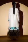 Shop_Taika By Poonam Bhagat_White Chanderi, Lycra Net Floral Motifs Round Applique Jacket Anarkali Set _at_Aza_Fashions