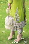 Shop_Adora by Ankita_Cream Crystals And Pearls Cristal Flapper Bucket Bag _at_Aza_Fashions